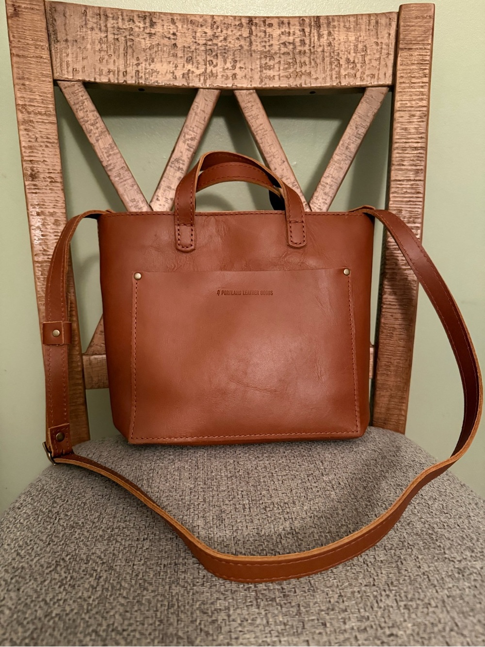 BNNU Portland Leather Mini Crossbody Tote - Honey